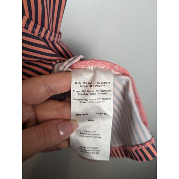 Motherhood Maternity Ruffle Front Tankini Top Striped Pink UPF50+ Size Large 1pc - Picture 10 of 11